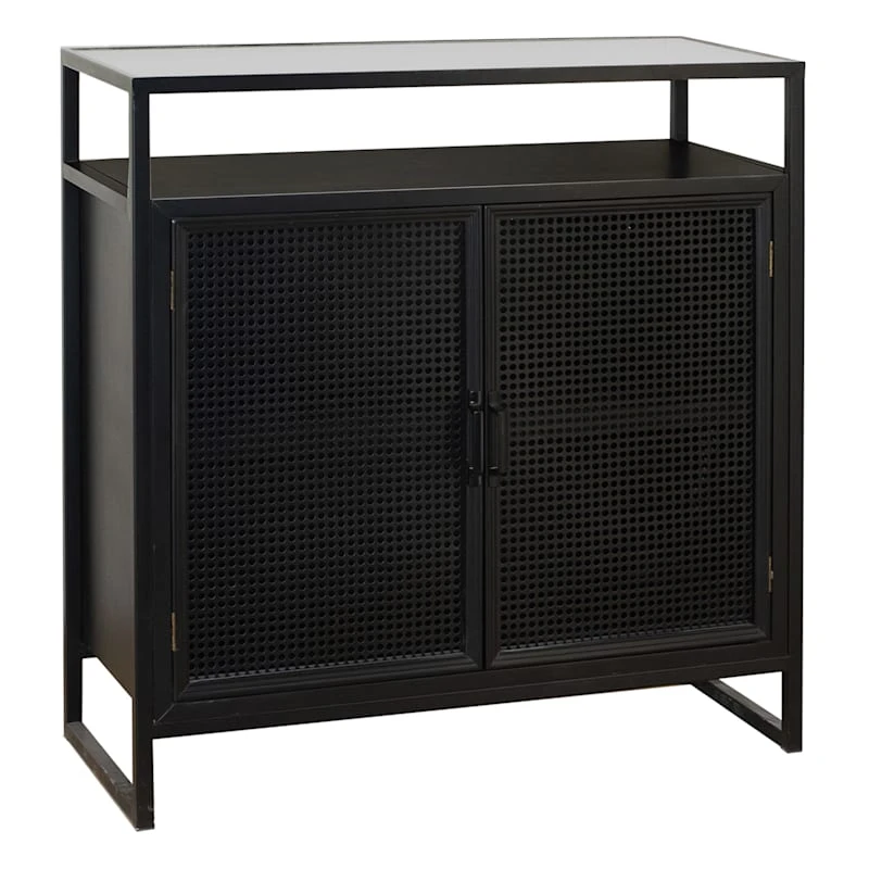 2-Drawer Black Metal Display Cabinet, 32x34 3 2-Drawer Black Metal Display Cabinet, 32x34