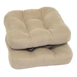 2-Pack Tan Microsuede Chair Pads