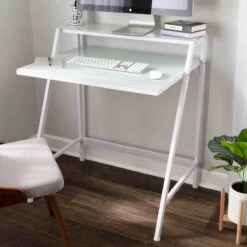 2-Tier Lola Desk, White -Furniture Series Sale 2 tier lola desk white 6
