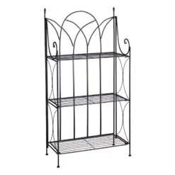 3-Tier Black Gothic Baker Rack With Metal Wire Shelves