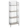 4-Tier Black Metal Baker Rack With Folding Wood Top Shelves