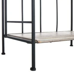 4-Tier Black Metal Baker Rack With Folding Wood Top Shelves -Furniture Series Sale 4 tier black metal baker rack with folding wood top shelves 4