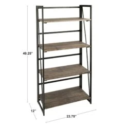 4-Tier Dakota Black & Brown Industrial Modern Bookshelf, 49" -Furniture Series Sale 4 tier dakota black brown industrial modern bookshelf 49 8