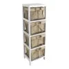 4-Tier White Wooden Shelf With Wire Baskets -Furniture Series Sale 4 tier white wooden shelf with wire baskets