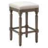 Ainsley Upholstered Tan Wood Counter Stool With Nailhead Trim, 26" -Furniture Series Sale ainsley upholstered tan wood counter stool with nailhead trim 26