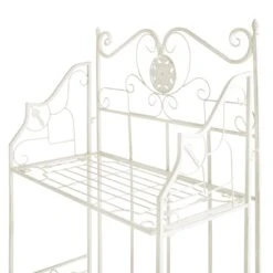Antique White Metal Baker's Rack With Folding Shelves, 51" -Furniture Series Sale antique white metal bakers rack with folding shelves 51 3