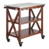 Antwerp Wood Bar Cart With Metal Top And Towel Hooks -Furniture Series Sale antwerp wood bar cart with metal top and towel hooks