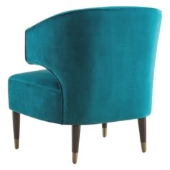 Aura Green Velvet Wrap Around Armchair With Brass Capped Legs -Furniture Series Sale aura green velvet wrap around armchair with brass capped legs 2