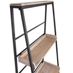 Black Metal Folding Rack With Wood Tray Layer -Furniture Series Sale black metal folding rack with wood tray layer 3