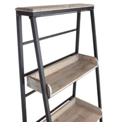 Black Metal Folding Rack With Wood Tray Layer -Furniture Series Sale black metal folding rack with wood tray layer 4