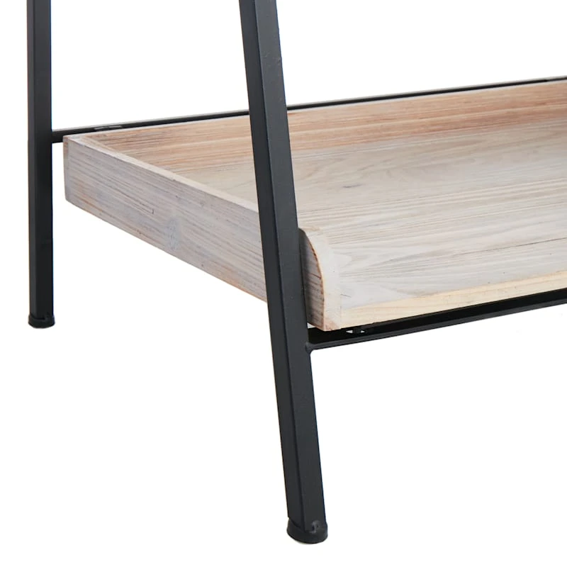 Black Metal Folding Rack With Wood Tray Shelves 7 Black Metal Folding Rack With Wood Tray Shelves - Image 5