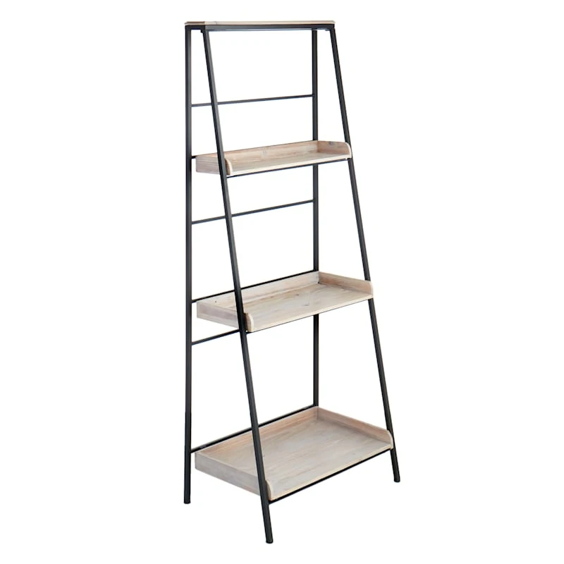 Black Metal Folding Rack With Wood Tray Shelves 3 Black Metal Folding Rack With Wood Tray Shelves
