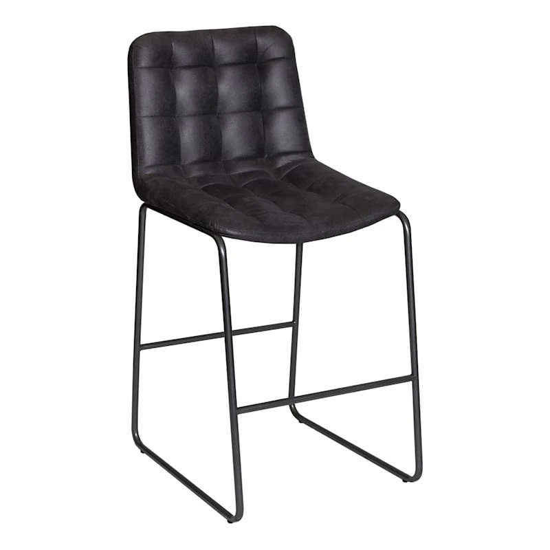 Carlo Grey Faux Leather Counter Stool, 24" 3 Carlo Grey Faux Leather Counter Stool, 24"