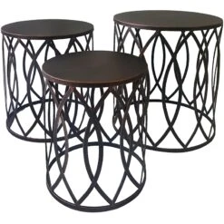 Copper Round Metal Side Table, Large -Furniture Series Sale copper round metal side table large 2