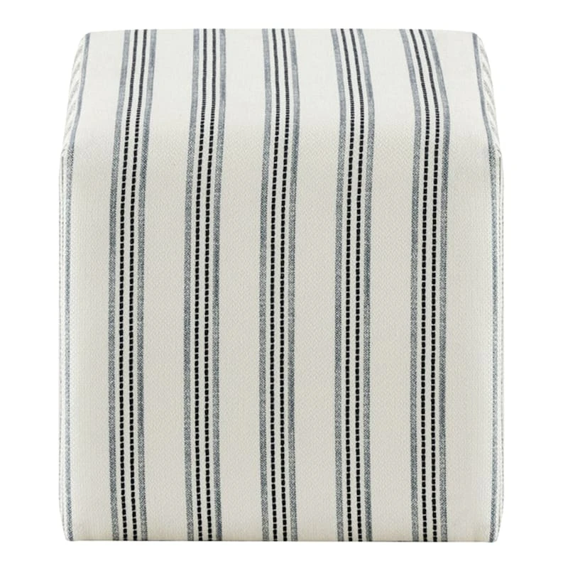 Cottage Thin Striped Ottoman 4 Cottage Thin Striped Ottoman - Image 2