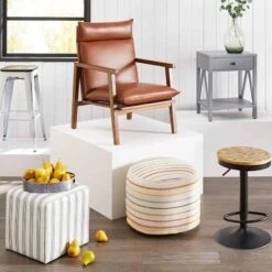 Cottage Thin Striped Ottoman 9 Cottage Thin Striped Ottoman -Furniture Series Sale cottage thin striped ottoman 3