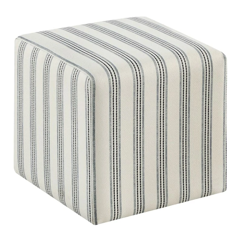 Cottage Thin Striped Ottoman 3 Cottage Thin Striped Ottoman