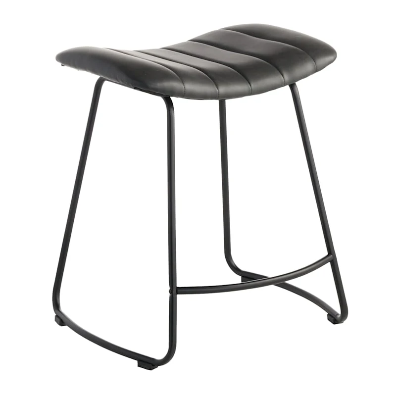 Crosby St Jude Black Backless Counter Stool, 24" 3 Crosby St Jude Black Backless Counter Stool, 24"