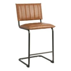 Crosby St Luka Faux Leather Counter Stool, Light Brown