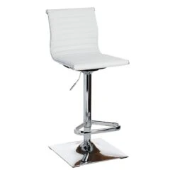 Crosby St Maxwell Adjustable Faux Leather Barstool, White