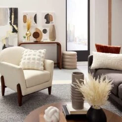 Crosby St Remi Cream Boucle Armchair -Furniture Series Sale crosby st remi cream boucle armchair 3