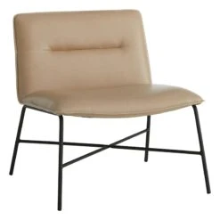 Crosby St Zoey Faux Leather Accent Chair, Light Grey