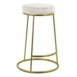 Deena White Velvet Counter Stool With Gold Base