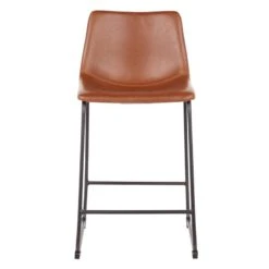 Drake Cognac Modern Industrial Faux Leather Barstool, 30" 10 Drake Cognac Modern Industrial Faux Leather Barstool, 30" -Furniture Series Sale drake cognac modern industrial faux leather barstool 30 1