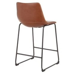 Drake Cognac Modern Industrial Faux Leather Barstool, 30" 12 Drake Cognac Modern Industrial Faux Leather Barstool, 30" -Furniture Series Sale drake cognac modern industrial faux leather barstool 30 3