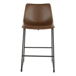 Drake Espresso Faux Leather Modern Industrial Barstool, 30" -Furniture Series Sale drake espresso faux leather modern industrial barstool 30 1