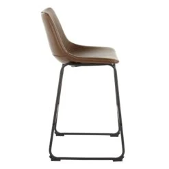 Drake Espresso Faux Leather Modern Industrial Barstool, 30" -Furniture Series Sale drake espresso faux leather modern industrial barstool 30 2