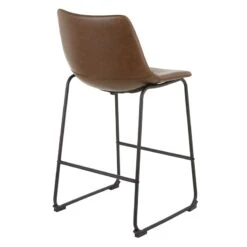 Drake Espresso Faux Leather Modern Industrial Barstool, 30" -Furniture Series Sale drake espresso faux leather modern industrial barstool 30 3