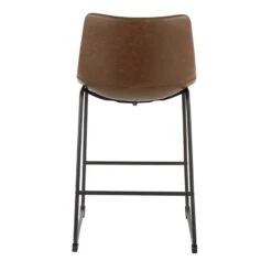 Drake Espresso Faux Leather Modern Industrial Barstool, 30" -Furniture Series Sale drake espresso faux leather modern industrial barstool 30 5