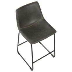 Drake Modern Industrial Faux Leather Counter Stool, Dark Grey -Furniture Series Sale drake modern industrial faux leather counter stool dark grey 4