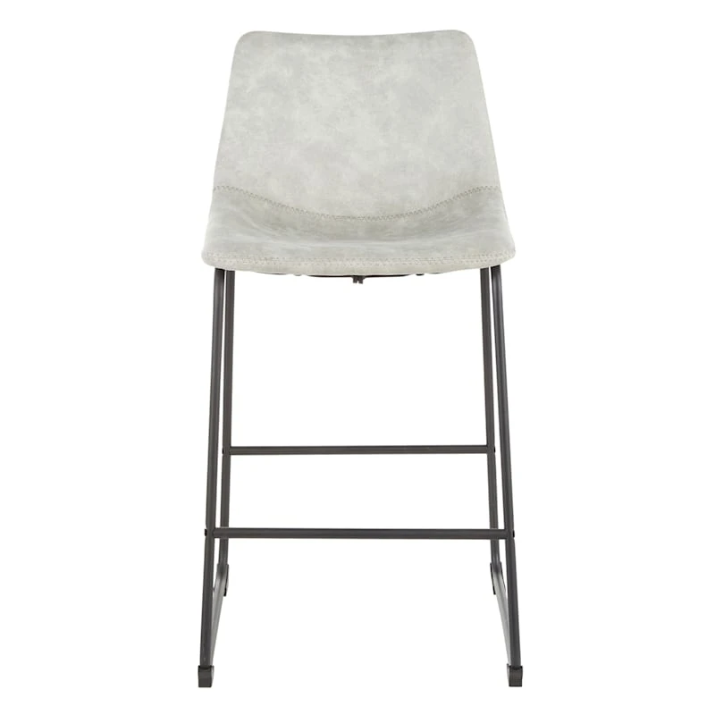 Drake Modern Industrial Faux Leather Counter Stool, Light Grey 4 Drake Modern Industrial Faux Leather Counter Stool, Light Grey - Image 2