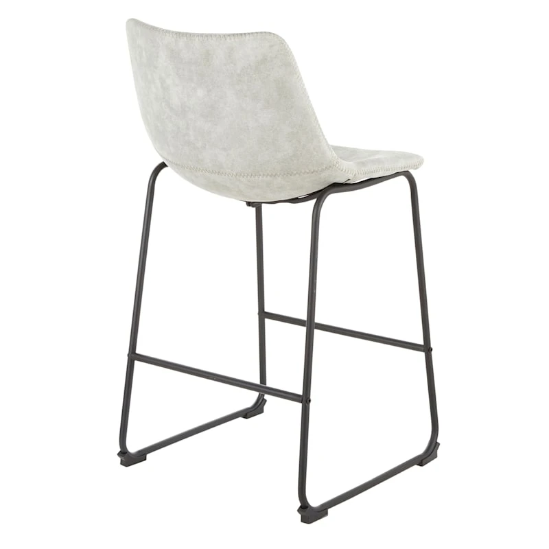 Drake Modern Industrial Faux Leather Counter Stool, Light Grey 6 Drake Modern Industrial Faux Leather Counter Stool, Light Grey - Image 4