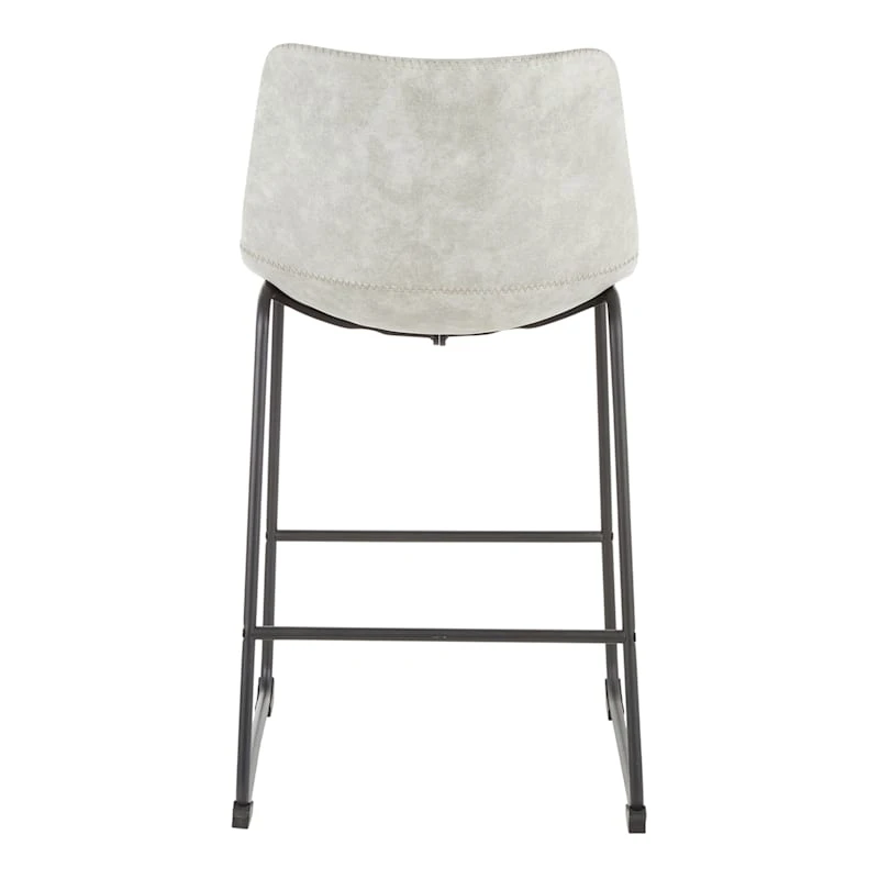 Drake Modern Industrial Faux Leather Counter Stool, Light Grey 7 Drake Modern Industrial Faux Leather Counter Stool, Light Grey - Image 5