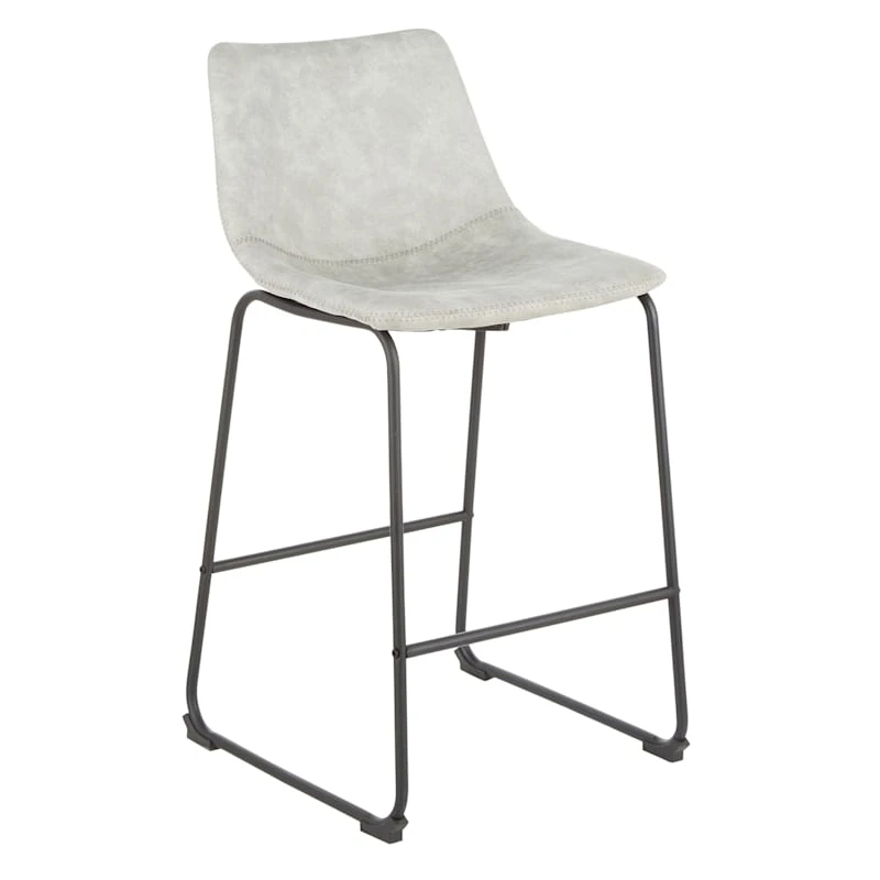 Drake Modern Industrial Faux Leather Counter Stool, Light Grey 3 Drake Modern Industrial Faux Leather Counter Stool, Light Grey
