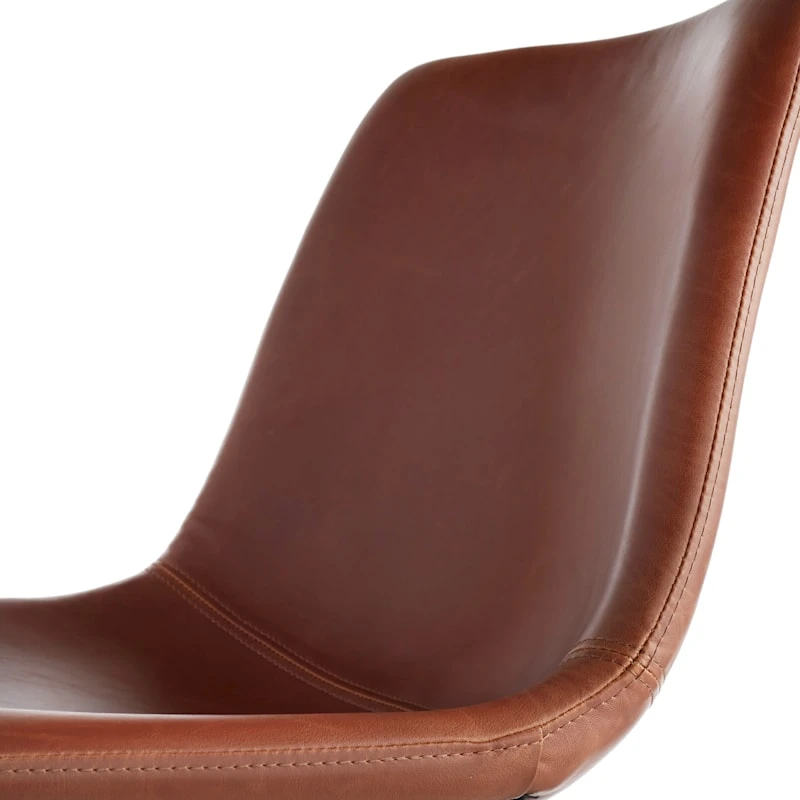 Drake Modern Industrial Faux Leather Dining Chair, Cognac 6 Drake Modern Industrial Faux Leather Dining Chair, Cognac - Image 4