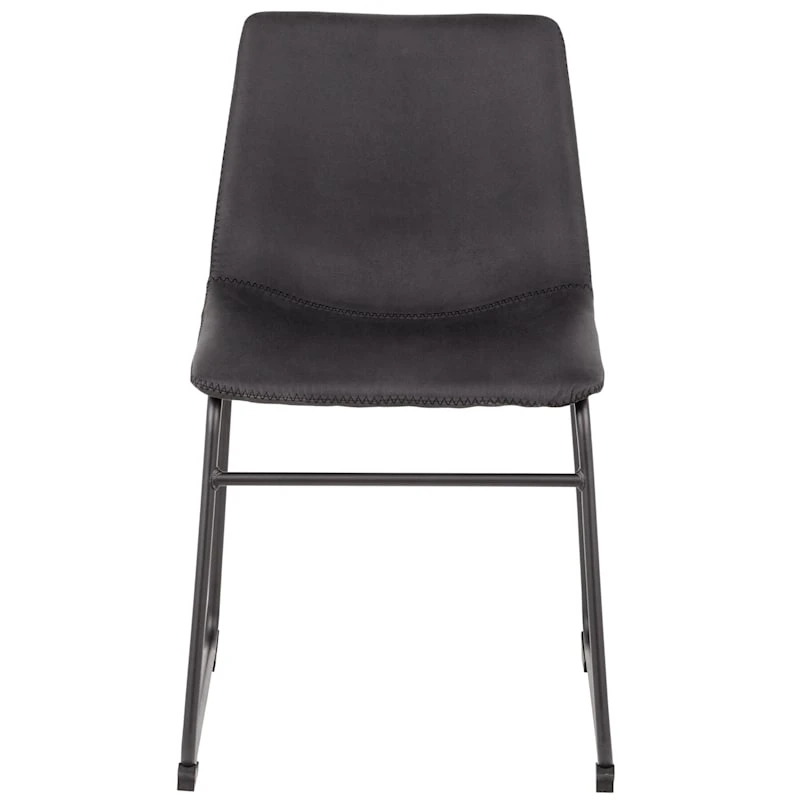 Drake Modern Industrial Faux Leather Dining Chair, Dark Grey 4 Drake Modern Industrial Faux Leather Dining Chair, Dark Grey - Image 2