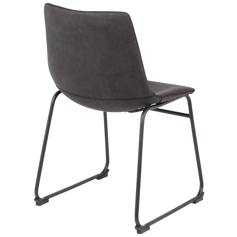 Drake Modern Industrial Faux Leather Dining Chair, Dark Grey 6 Drake Modern Industrial Faux Leather Dining Chair, Dark Grey - Image 4