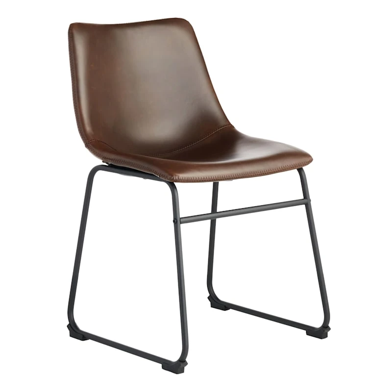 Drake Modern Industrial Faux Leather Dining Chair, Espresso 3 Drake Modern Industrial Faux Leather Dining Chair, Espresso