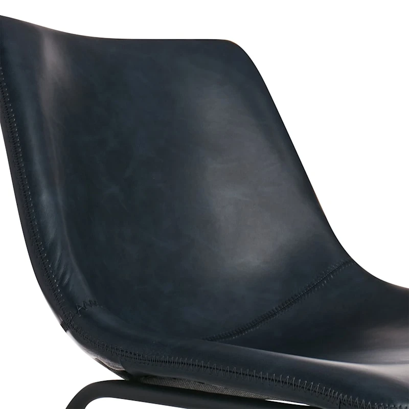 Drake Navy Blue Faux Leather Barstool 6 Drake Navy Blue Faux Leather Barstool - Image 4