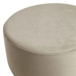 Emmy Grey Velvet Round Wood Leg Ottoman -Furniture Series Sale emmy grey velvet round wood leg ottoman 2