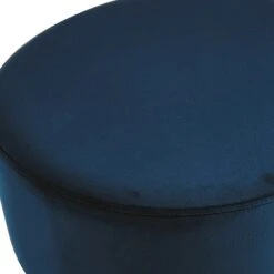 Emmy Navy Blue Velvet Round Wood Leg Ottoman -Furniture Series Sale emmy navy blue velvet round wood leg ottoman 2