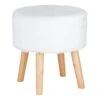 Emmy Ottoman Faux Fur With Wooden Leg, White -Furniture Series Sale emmy ottoman faux fur with wooden leg white