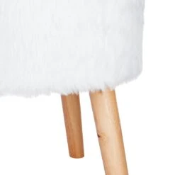 Emmy Ottoman Faux Fur With Wooden Leg, White -Furniture Series Sale emmy ottoman faux fur with wooden leg white 2