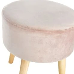 Emmy Rose Velvet Round Wooden Leg Ottoman -Furniture Series Sale emmy rose velvet round wooden leg ottoman 2