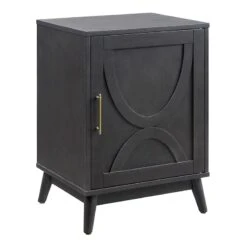 Ezra Dark Brown Cabinet With Gold Handle