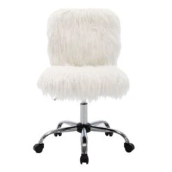 Fiona Adjustable Office Chair, White Faux Fur -Furniture Series Sale fiona adjustable office chair white faux fur 3